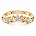 Curved Tiara Crown CZ Ring – Solid 14K or 18K Gold