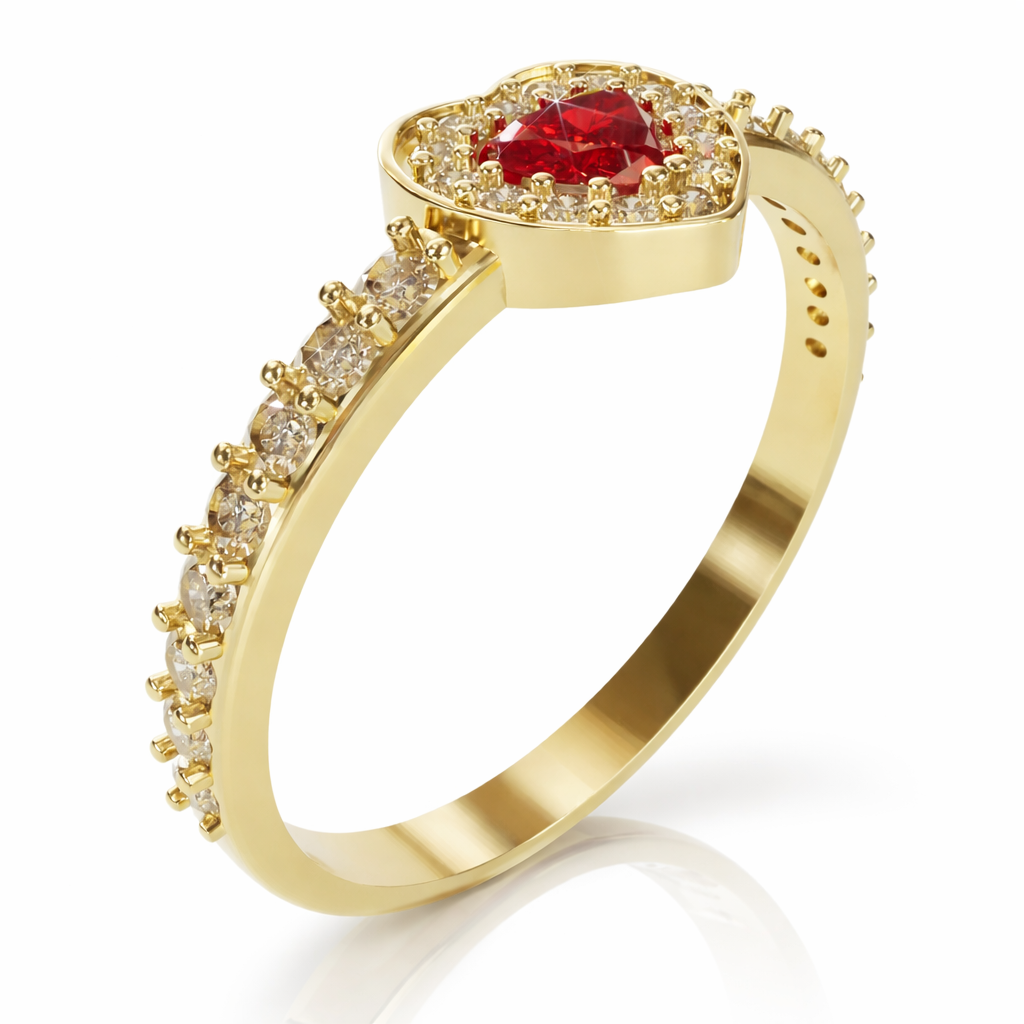 Anillo Corazón Halo - Anillo Dama con Piedras.