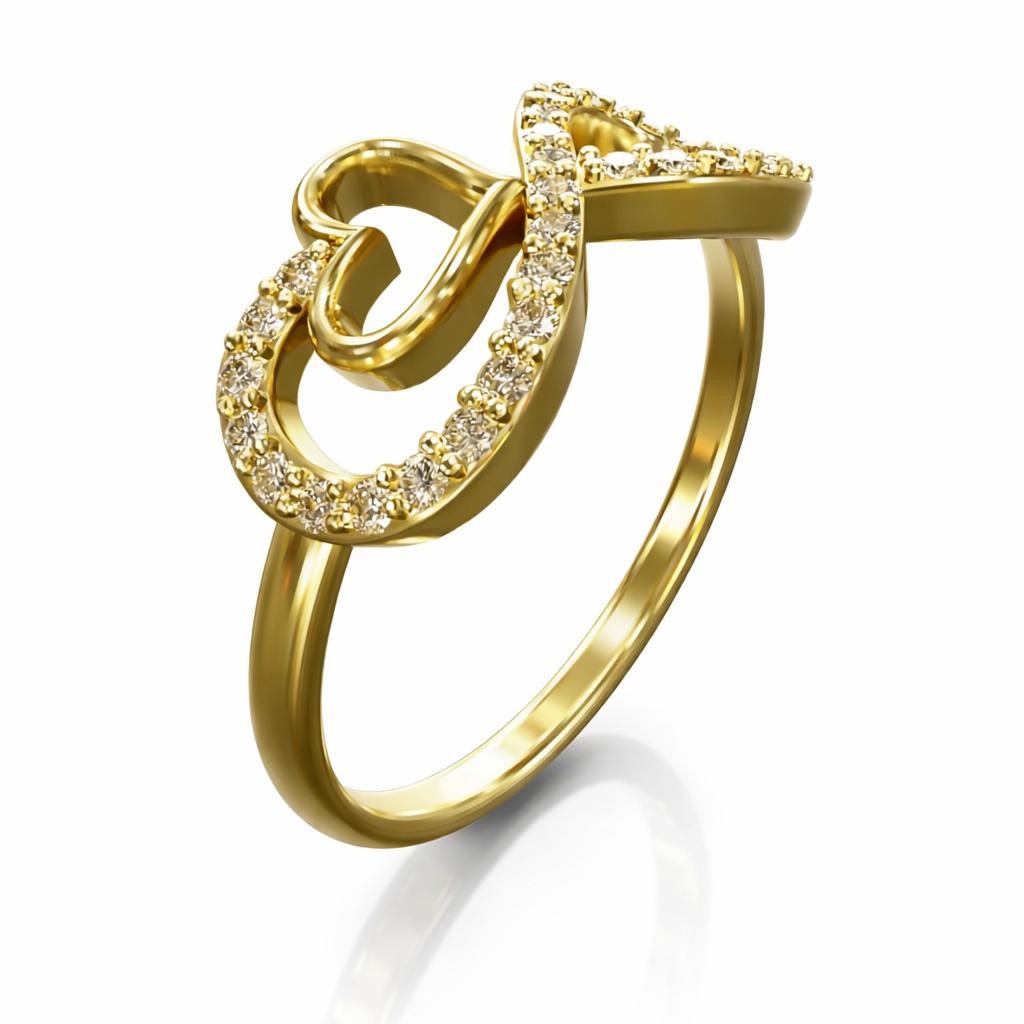 Anillo Corazón Pavé — Diseño Entrelazado