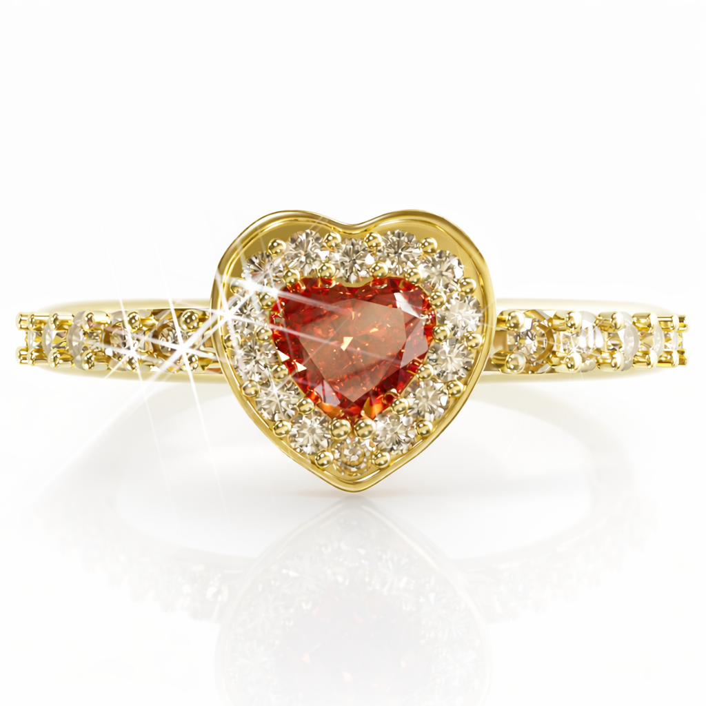 Anillo Corazón Halo - Anillo Dama con Piedras.