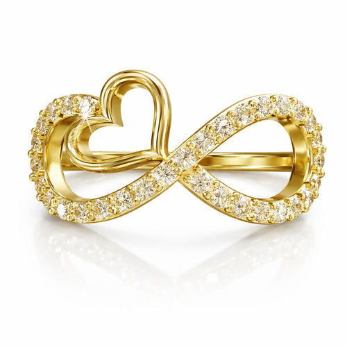 Anillo Corazón Pavé — Diseño Entrelazado