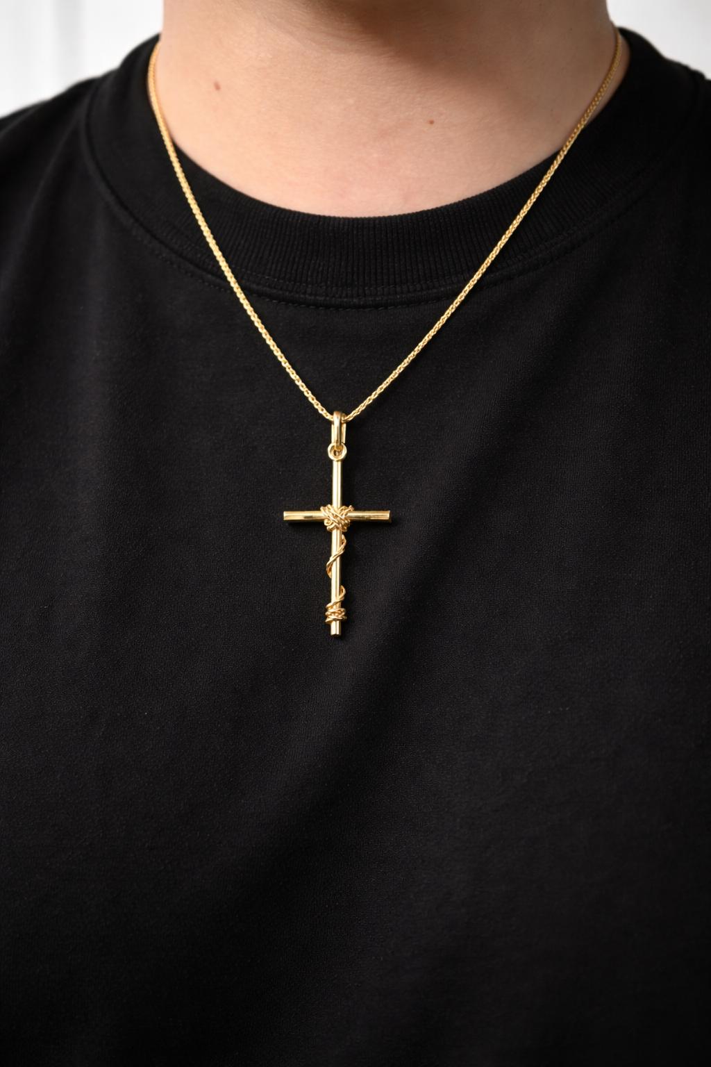 Cruz Artesanal de Oro 18k - Diseño Minimalista