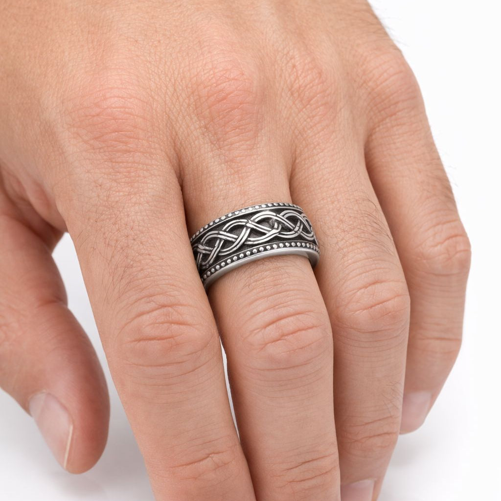 Anillo Celta Premium en Plata 925 Empavonada – Diseño Trenzado Artesanal