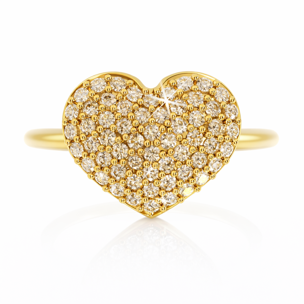 Anillo Signet pavé en oro 14k/18k con piedras brillantes