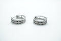 Double Row Huggie Hoop Earrings – 18K White Gold