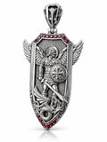 Saint Michael Archangel Winged Shield Pendant – Sterling Silver