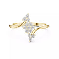 Cluster Bypass Ring with 13 CZ Stones – Solid 14K or 18K Gold