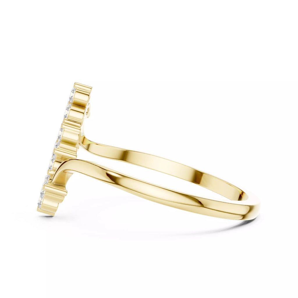 Cluster Bypass Ring with 13 CZ Stones – Solid 14K or 18K Gold