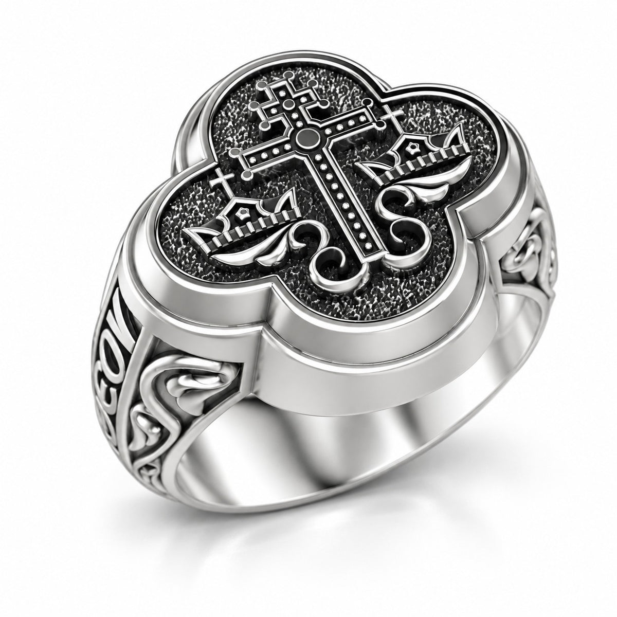 Orthodox Byzantine Cross and Crowns Signet Ring – Sterling Silver
