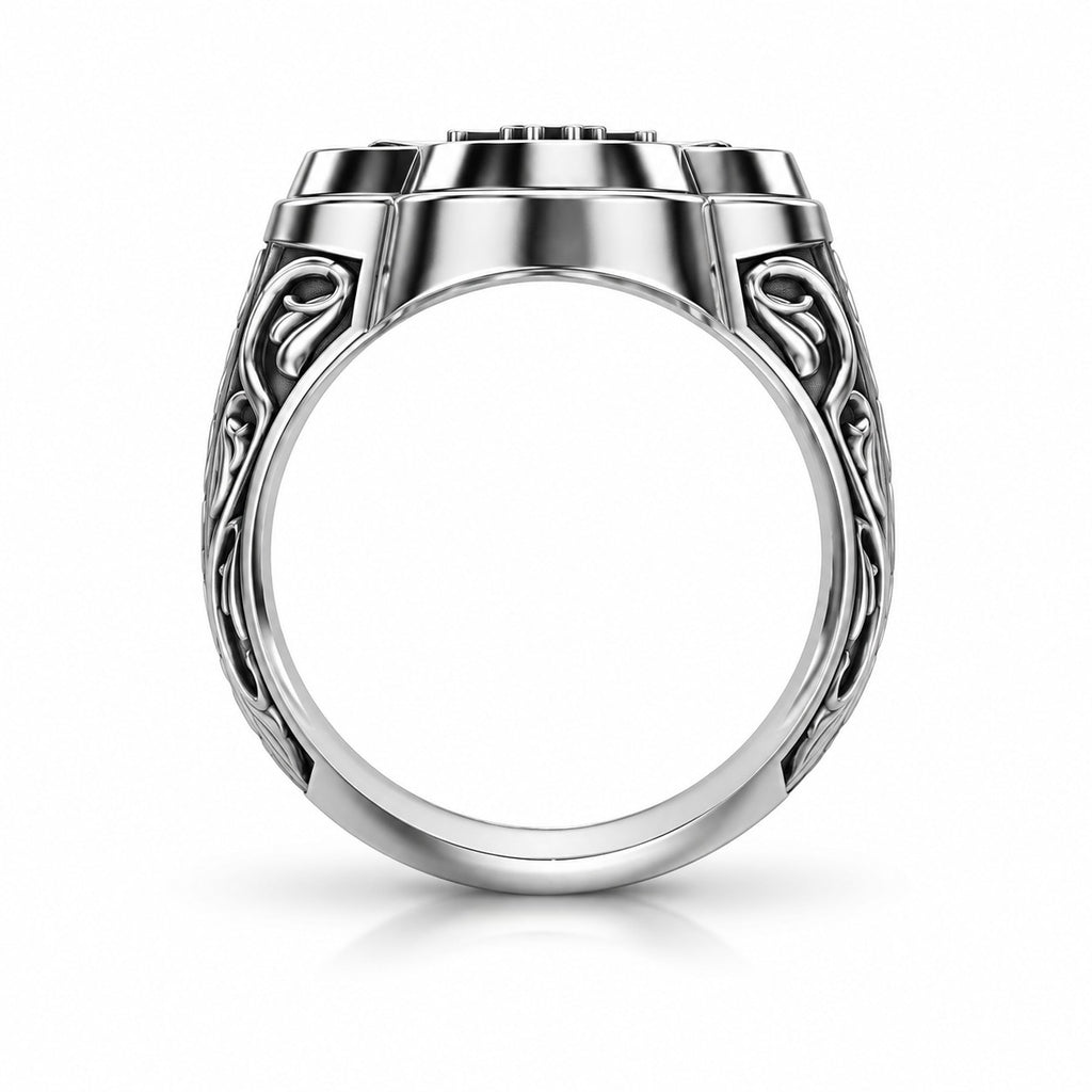 Orthodox Byzantine Cross and Crowns Signet Ring – Sterling Silver