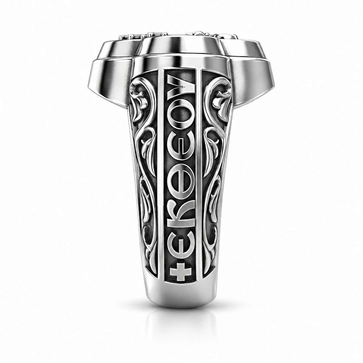 Orthodox Byzantine Cross and Crowns Signet Ring – Sterling Silver