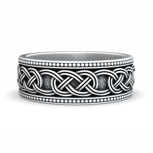 Celtic Knot Nordic Band Ring – Sterling Silver