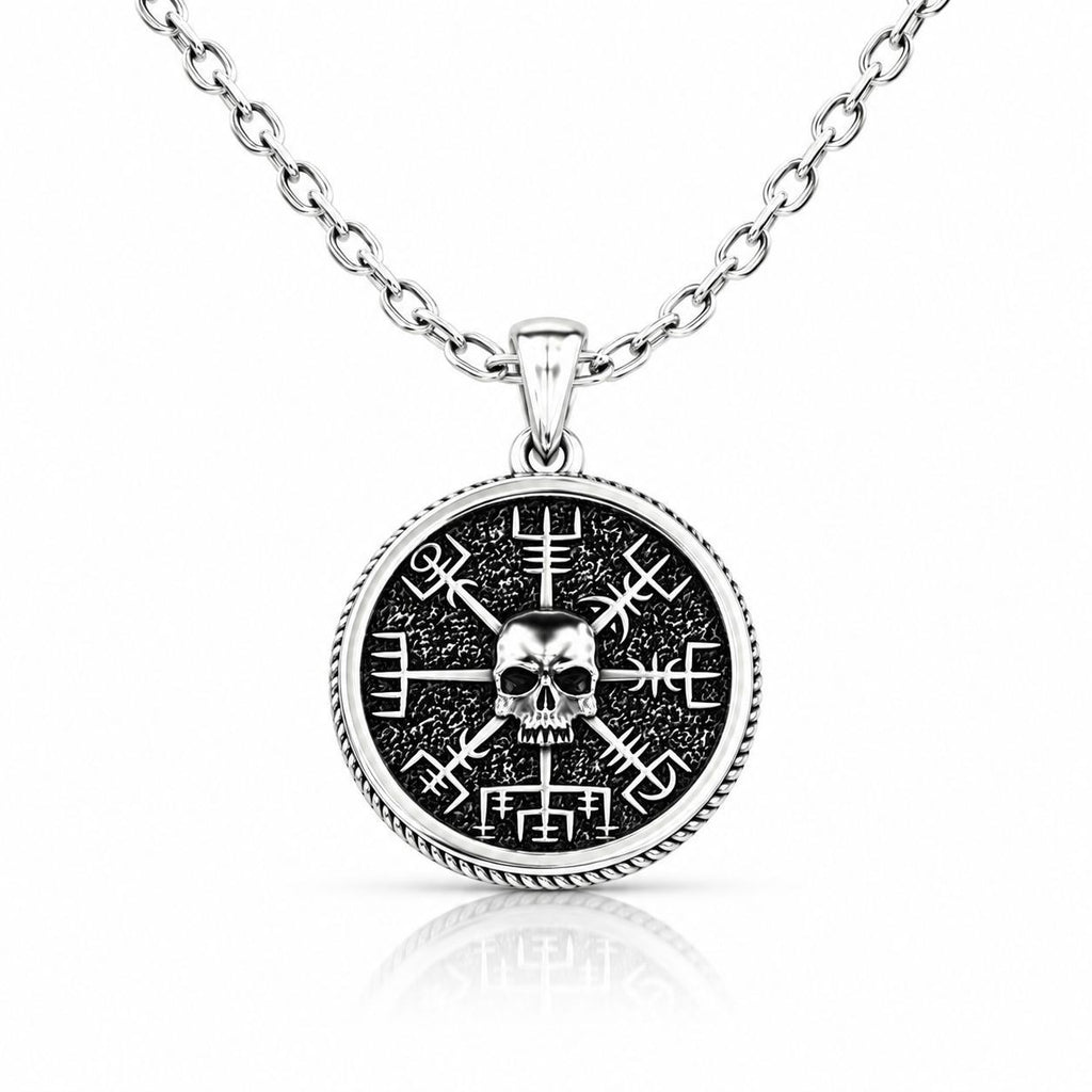 Vegvisir Skull Ring & Pendant Set – Sterling Silver