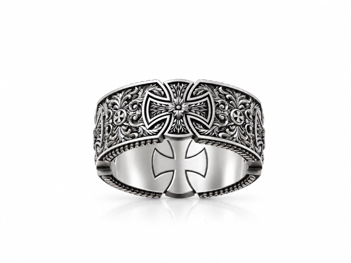 Maltese Cross Statement Ring – Sterling Silver