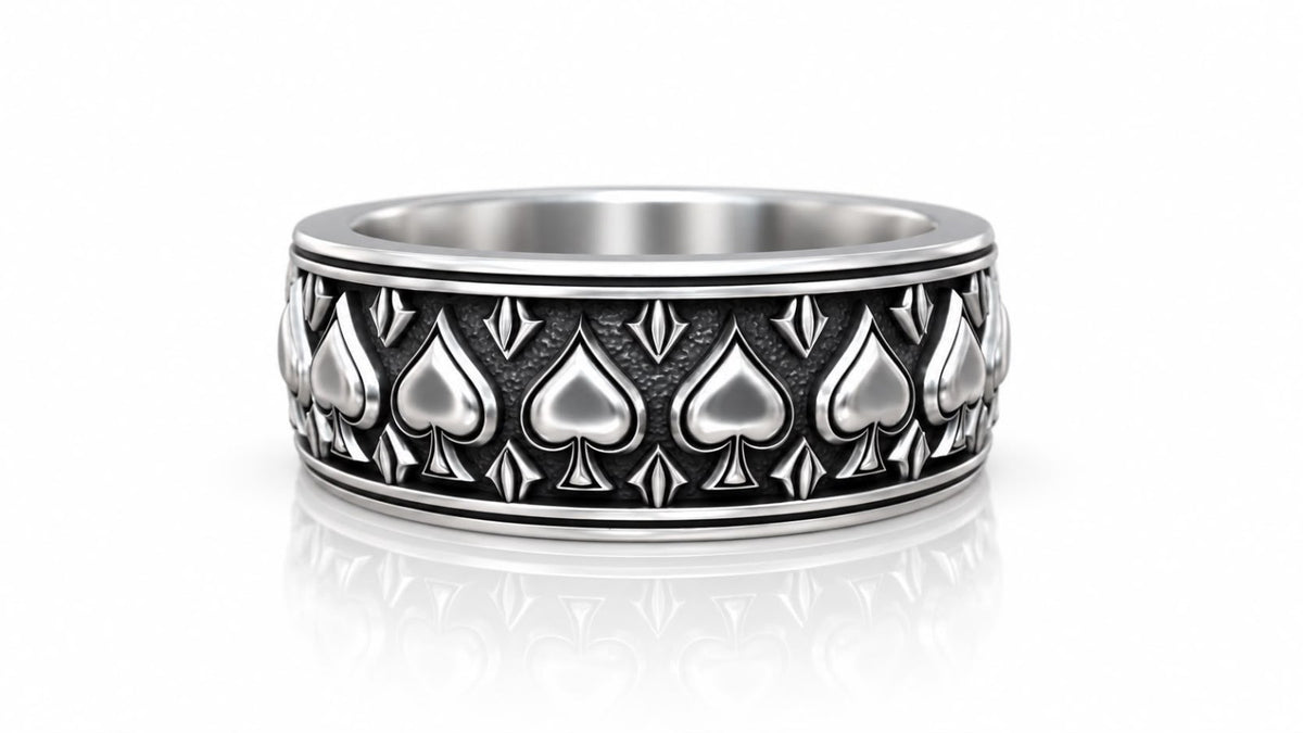 Ace of Spades Band Ring – Sterling Silver