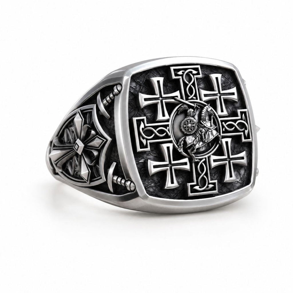 Crusader Knight Signet Ring – Sterling Silver