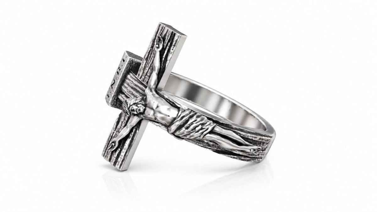 Jesus Crucifix Ring – Sterling Silver