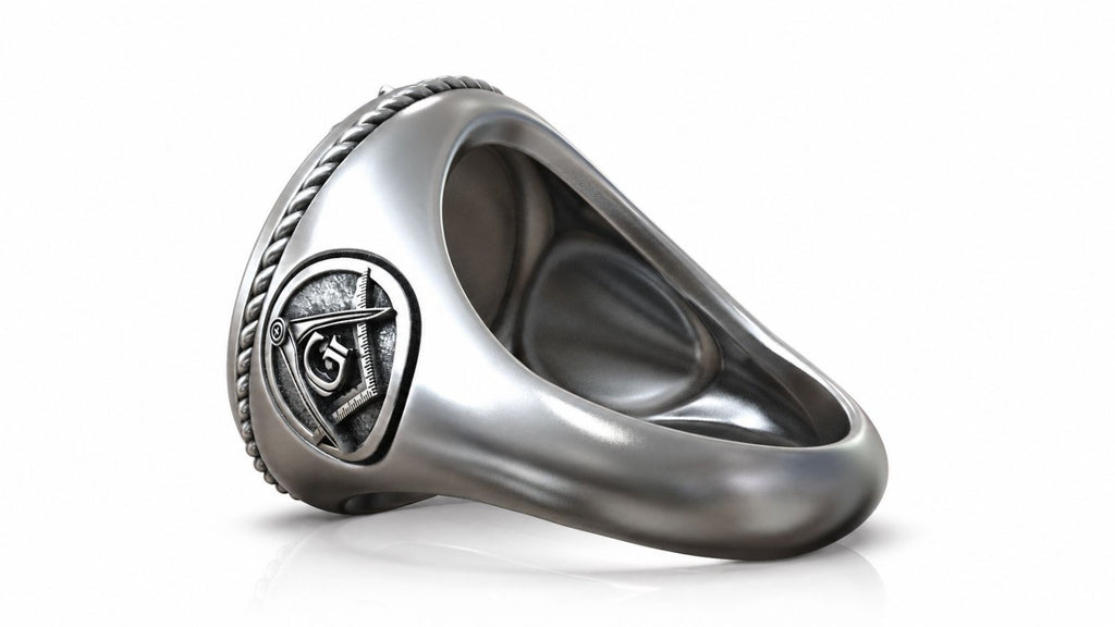 Masonic Owl & Skull Signet Ring – Sterling Silver