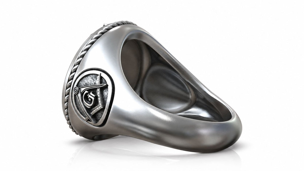 Masonic Owl & Skull Signet Ring – Sterling Silver