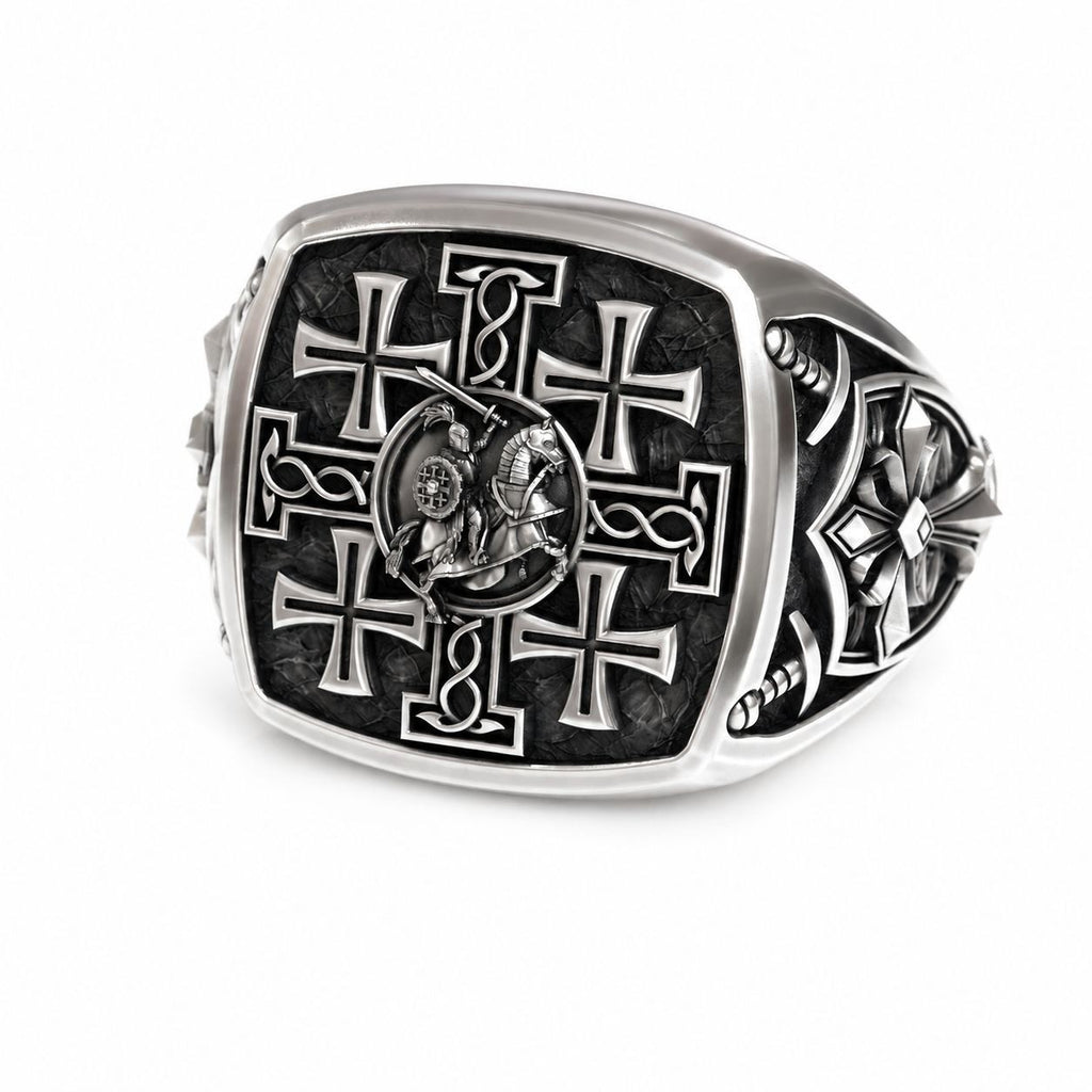Crusader Knight Signet Ring – Sterling Silver