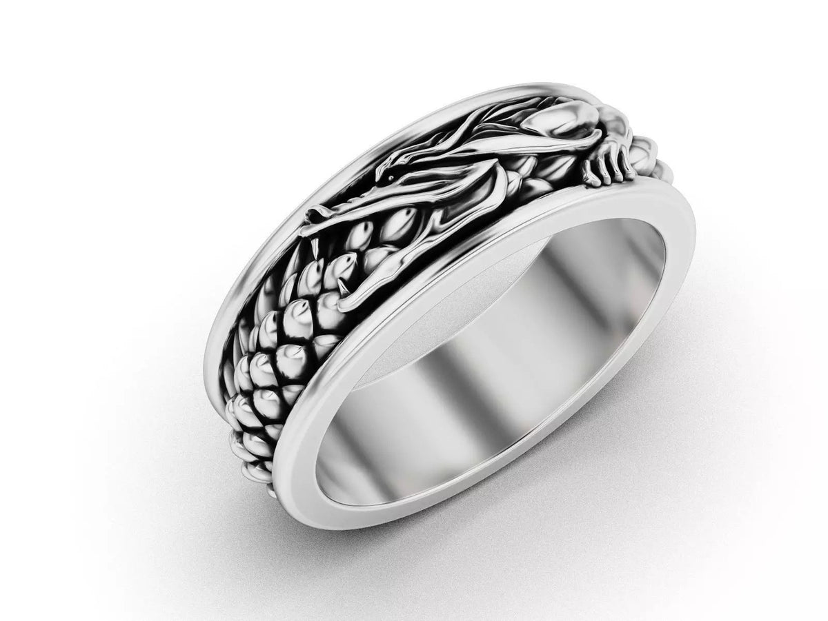 Dragon ring angled view showing the head and claws