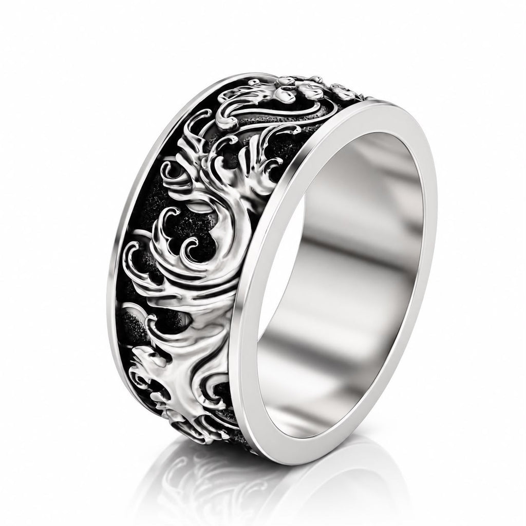 Ocean Wave Band Ring – Sterling Silver