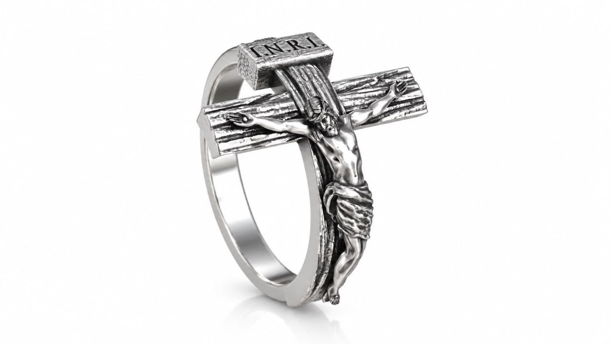 Jesus Crucifix Ring – Sterling Silver