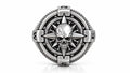 Skull Compass Rose Mariner Signet Ring – Sterling Silver