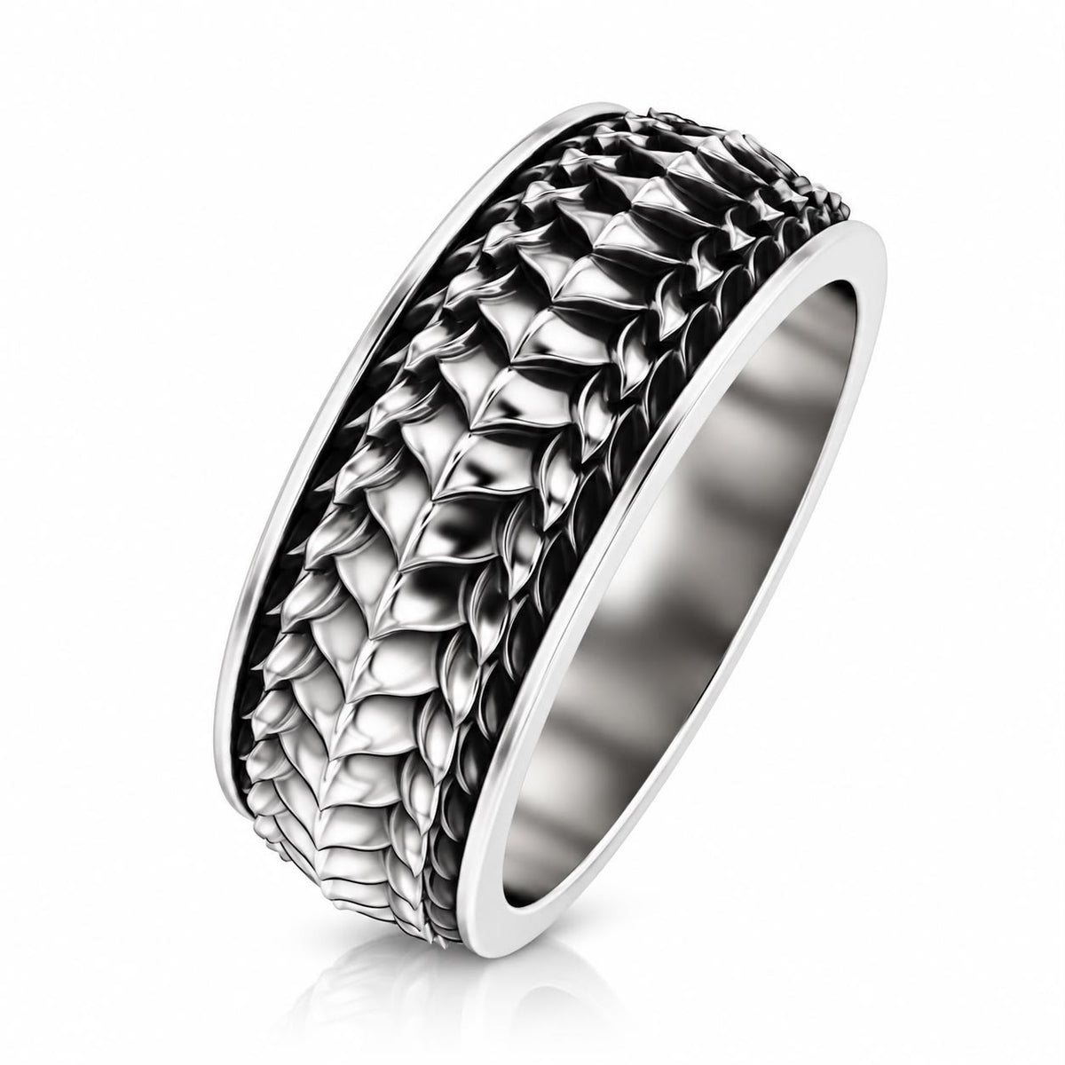 Dragon Scale Armor Band Ring – Sterling Silver