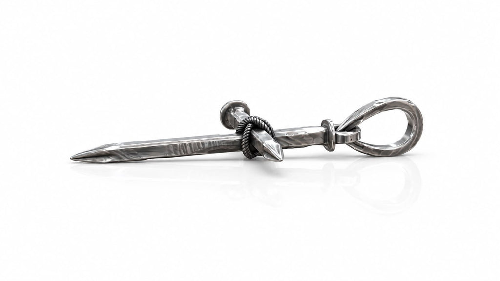 Rope-Wrapped Nail Cross Pendant – Sterling Silver