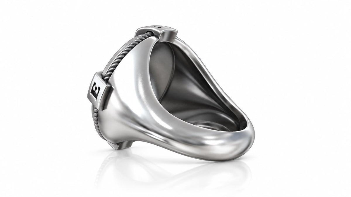 Skull Compass Rose Mariner Signet Ring – Sterling Silver