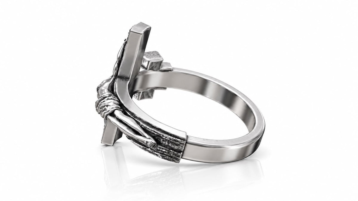 Jesus Crucifix Ring – Sterling Silver