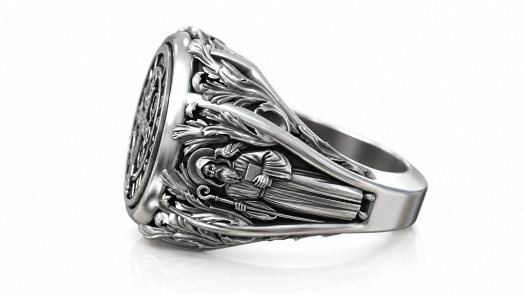 Saint Benedict Medal Signet Ring – Sterling Silver