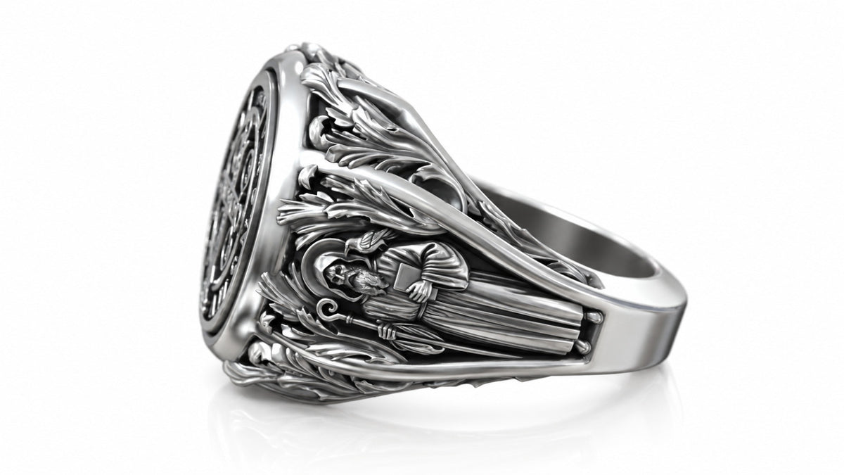 Saint Benedict Medal Signet Ring – Sterling Silver
