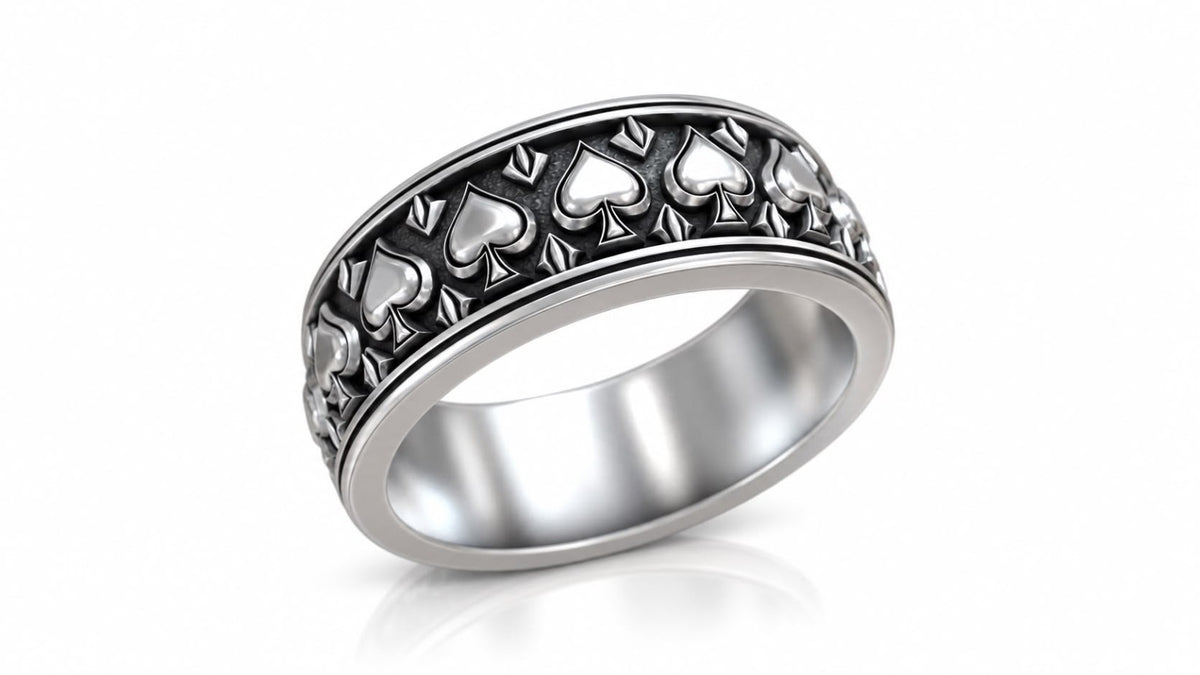Ace of Spades Band Ring – Sterling Silver