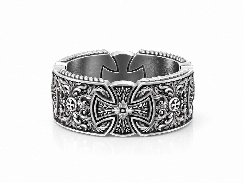 Maltese Cross Statement Ring – Sterling Silver
