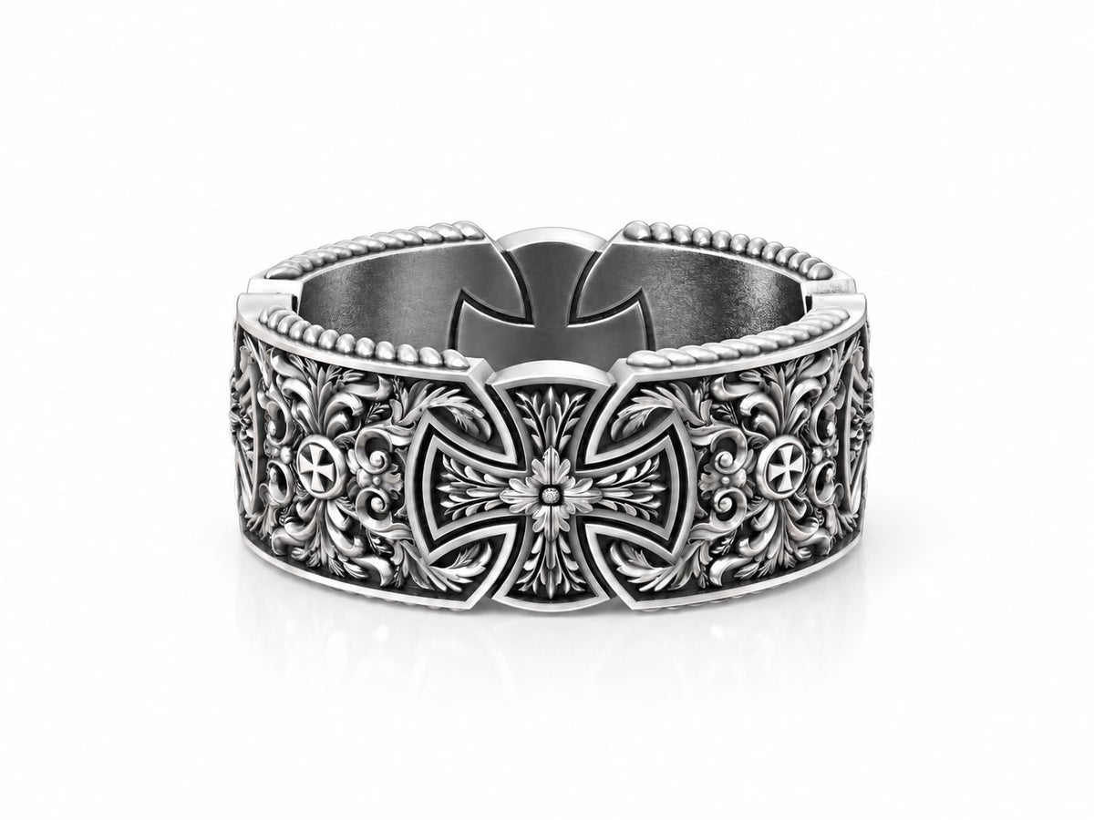 Maltese Cross Statement Ring – Sterling Silver