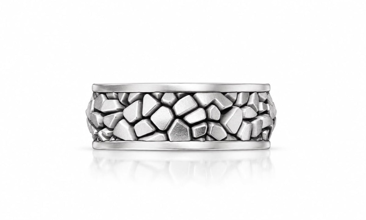 Cobblestone Wide Band Ring – Sterling Silver