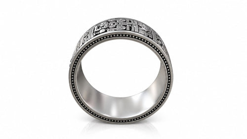 Aztec Warrior Eternity Band Ring – Sterling Silver