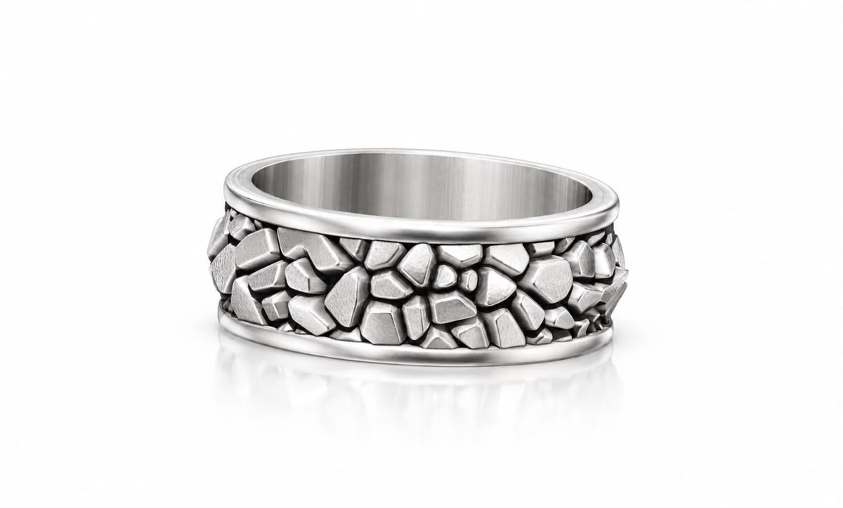 Cobblestone Wide Band Ring – Sterling Silver