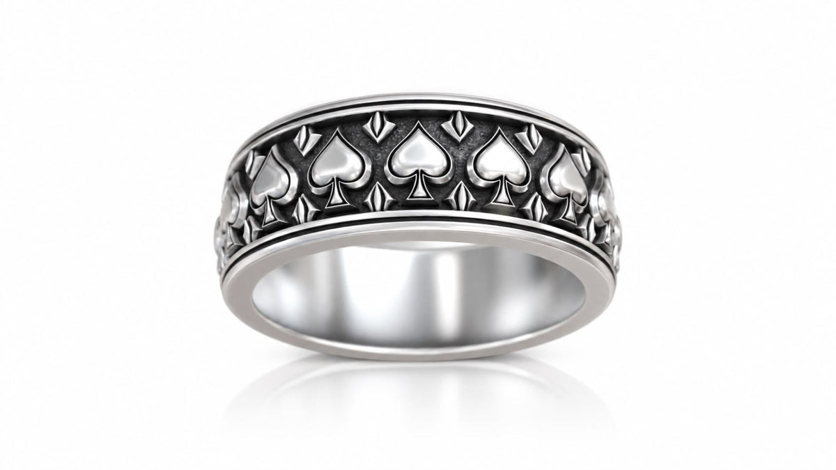 Ace of Spades Band Ring – Sterling Silver