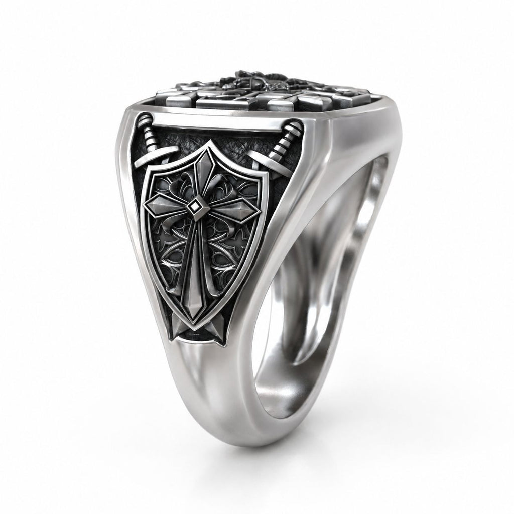 Crusader Knight Signet Ring – Sterling Silver