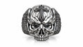 Winged Skull Gothic Cross Ring – Sterling Silver
