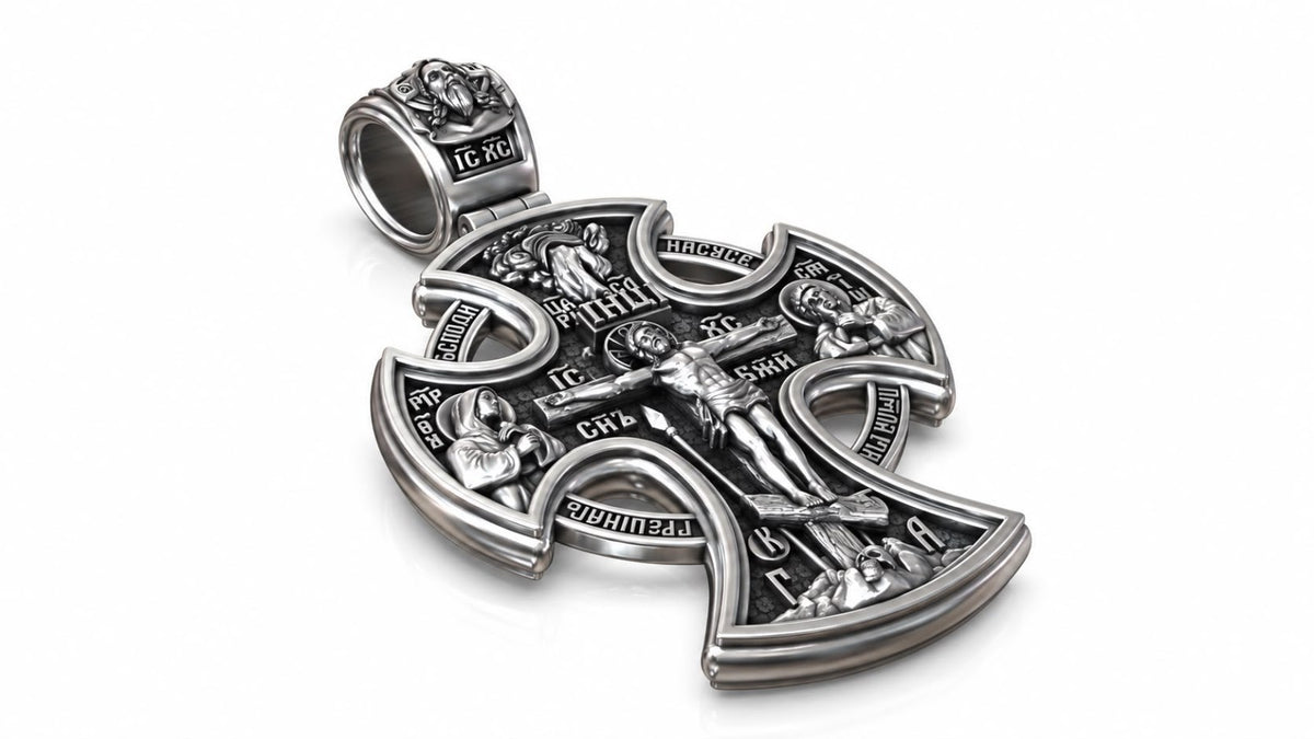 St. George Orthodox Cross Pendant – Sterling Silver