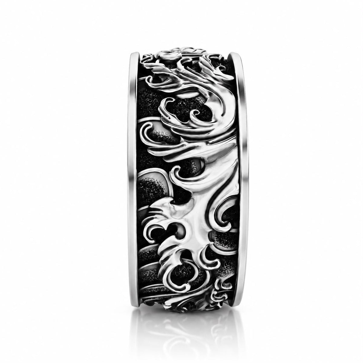 Ocean Wave Band Ring – Sterling Silver
