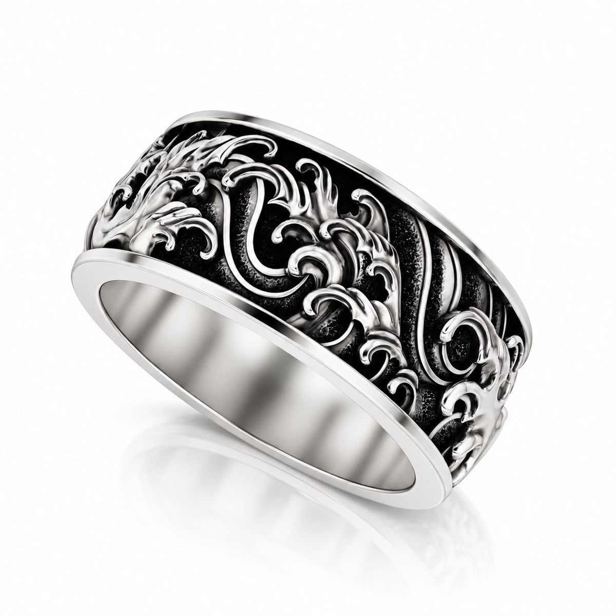 Ocean Wave Band Ring – Sterling Silver