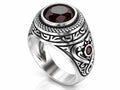Baroque Red Gem Statement Ring – Sterling Silver