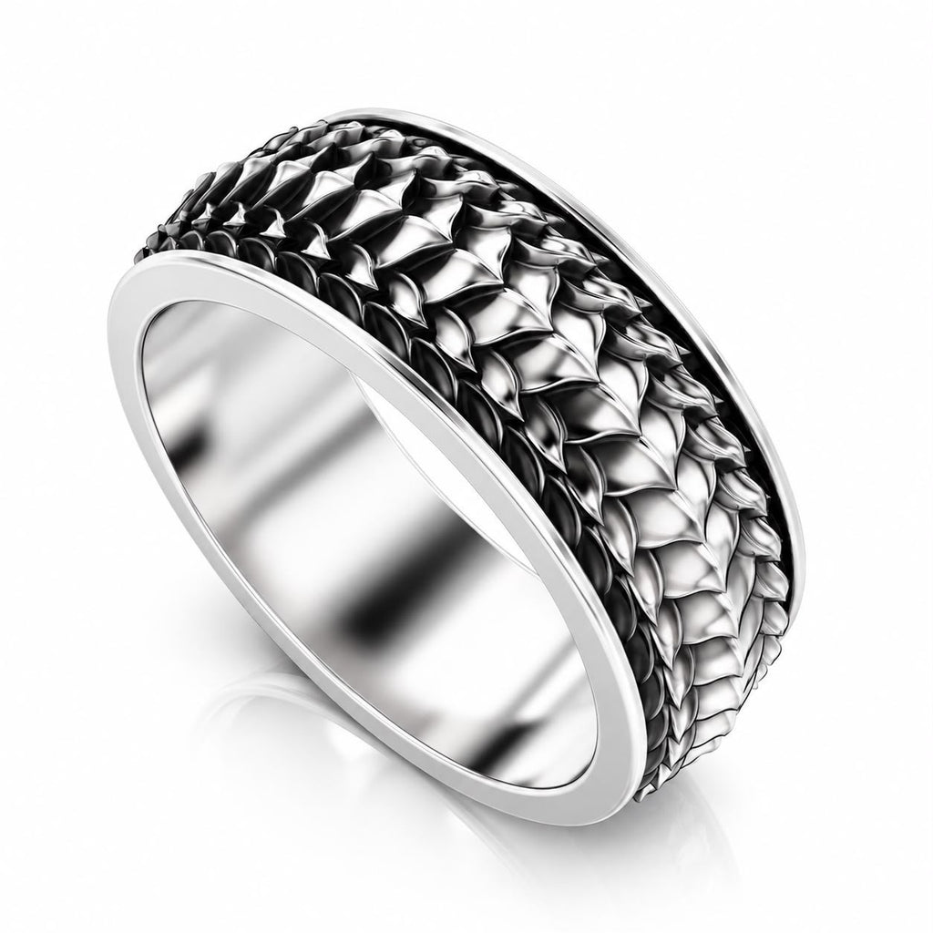Dragon Scale Armor Band Ring – Sterling Silver