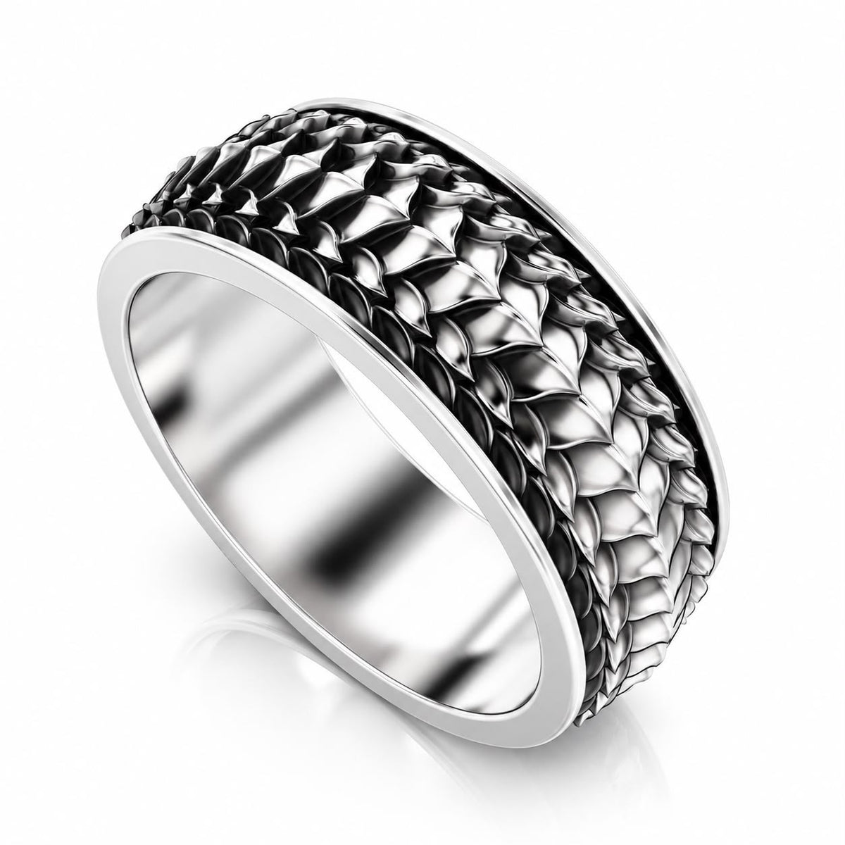 Dragon Scale Armor Band Ring – Sterling Silver
