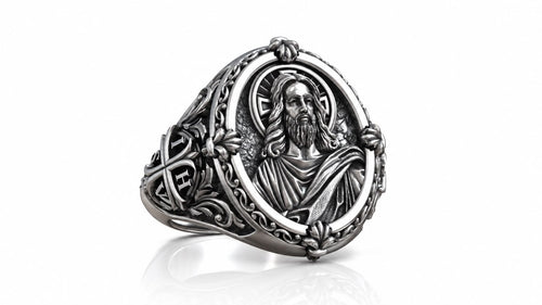 Christ Oval Baroque Signet Ring – Sterling Silver